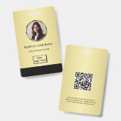 Black & gold design, Logo or Photo in gold circle, Ausweis (Front & Back)