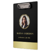 Black & gold design, Logo or Photo in gold circle, Klemmbrett (Links)