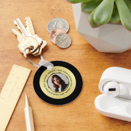 Black & gold design, Logo or Photo in gold circle, Schlüsselanhänger