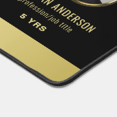 Black & gold design, Logo or Photo in gold circle, Schreibtischunterlage (Ecke)