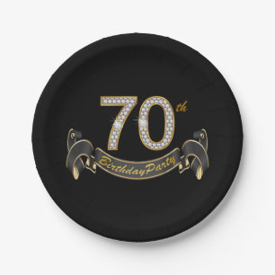 Black Gold Diamond 70. Geburtstagsparty Pappteller