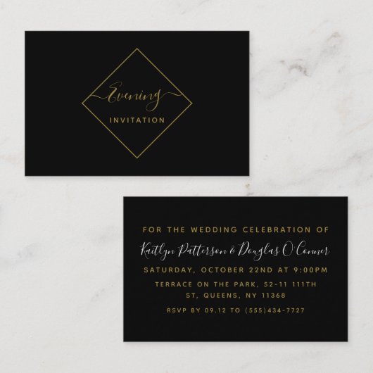Black & Gold Diamond Abend Event Ticket Einladung (Vorne/Hinten)