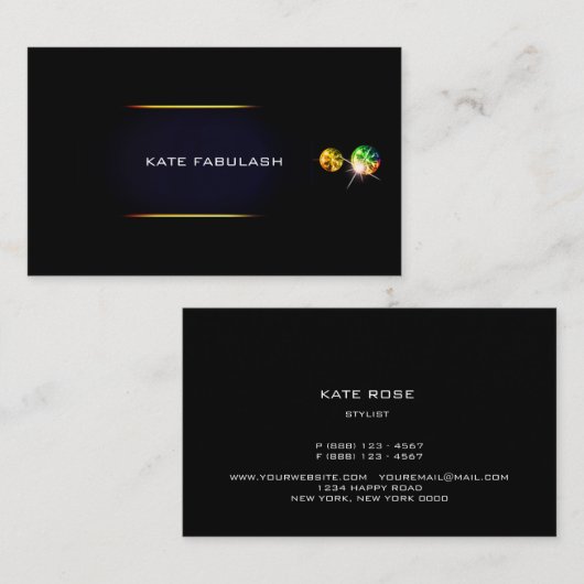 Black Gold Diamond Fashion Stylist Crystals VIP Visitenkarte (Vorne/Hinten)