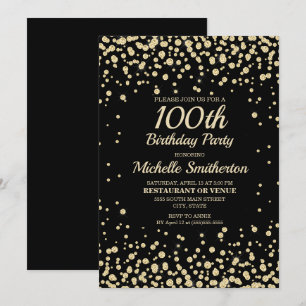 Black Gold Diamond Glitzer Frauen zum 100. Geburts Karte