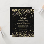 Black Gold Diamond Glitzer Frauen zum 50. Geburtst Karte (Vorderseite/Rückseite Beispiel)