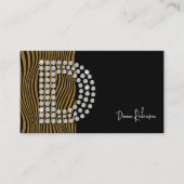 Black Gold Diamond Initial D Social Media Monogram Visitenkarte (Vorderseite)