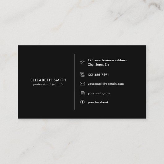 Black Gold Diamond Initial E Social Media Monogram Visitenkarte (Rückseite)