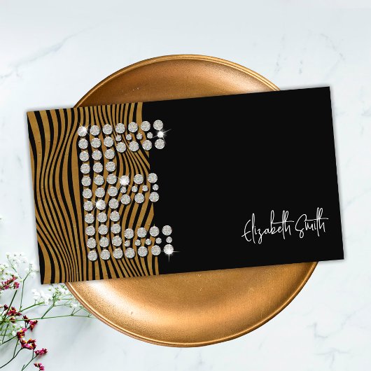 Black Gold Diamond Initial E Social Media Monogram Visitenkarte