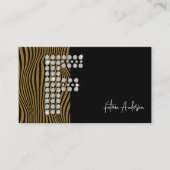 Black Gold Diamond Initial F Social Media Monogram Visitenkarte (Vorderseite)