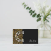 Black Gold Diamond Initial Social Media Monogram Visitenkarte (Stehend Vorderseite)