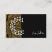 Black Gold Diamond Initial Social Media Monogram Visitenkarte (Vorderseite)
