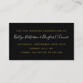 Black & Gold Diamond Save the Date Card Visitenkarte (Rückseite)