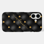 Black Gold Diamond Tufted Individuelle Name iPhone Case-Mate iPhone Hülle (Rückseite (Horizontal))
