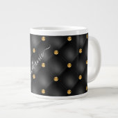 Black Gold Diamond Tufted Individuelle Name Tasse (Vorderseite Rechts)