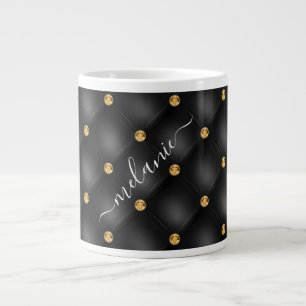 Black Gold Diamond Tufted Individuelle Name Tasse