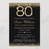 Black Gold Diamonds 80th Birthday Party Invitation Einladung (Vorderseite)