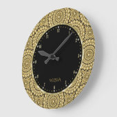 Black & Gold Diamonds Glitter Geometric Pattern Große Wanduhr (Winkel)