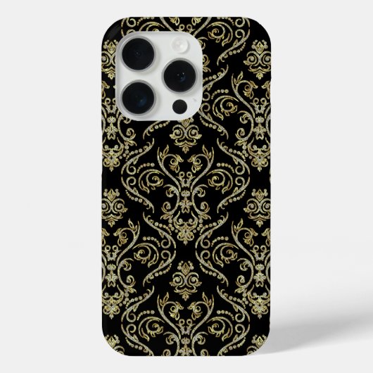 Black Gold & Diamonds Glitzer Floral Damasks 2 Case-Mate iPhone Hülle (Rückseite)