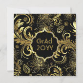 Black Gold & Diamonds Pattern-Elegant Grad Einladu Einladung (Rückseite)