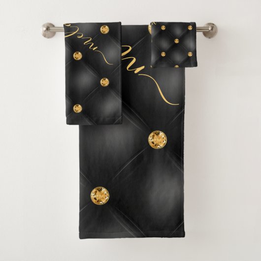 Black Gold Diamonds Tufted Bath Handtücher Individ (Insitu)