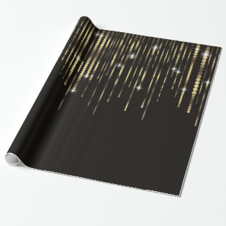 Black Gold Disc Strands Elegantes Sparkle-Geschenk Geschenkpapier