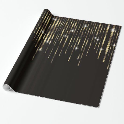 Black Gold Disc Strands Elegantes Sparkle-Geschenk Geschenkpapier (Ungerollt)
