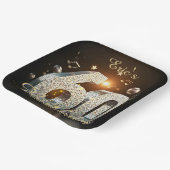 Black Gold Disco Ball Music Notes 60th Birthday Pappteller (Gewinkelt)