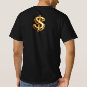 Black & Gold Dollar Sign Bling T-Shirt (Rückseite)