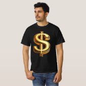 Black & Gold Dollar Sign Bling T-Shirt (Vorne ganz)