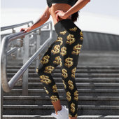 Black & Gold-Dollar-signales Yoga Capri Leggings