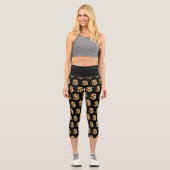 Black & Gold-Dollar-signales Yoga Capri Leggings (Vorderseite)