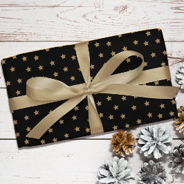 Black Gold Doodle Star Muster Weihnachten Geschenkpapier