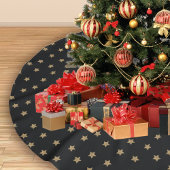 Black Gold Doodle Star Muster Weihnachten Polyester Weihnachtsbaumdecke