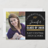 Black Gold Dot Senior Foto High School Abschluss Einladung (Vorderseite)