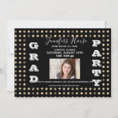 Black Gold Dot Senior Foto High School Abschluss Einladung (Rückseite)