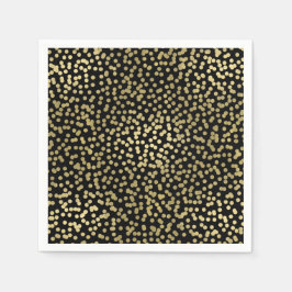Black & Gold Dots Confetti Elegantes Glam Serviette