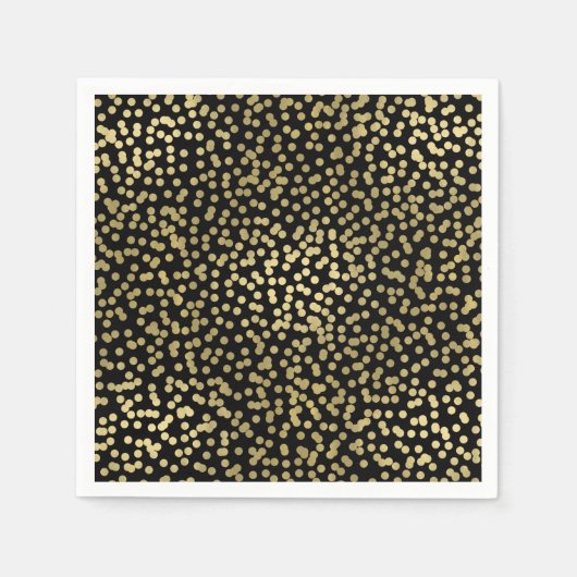 Black & Gold Dots Confetti Elegantes Glam Serviette (Vorderseite)