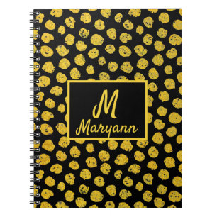 Black Gold Dots Glamour Name & Monogram Notizblock