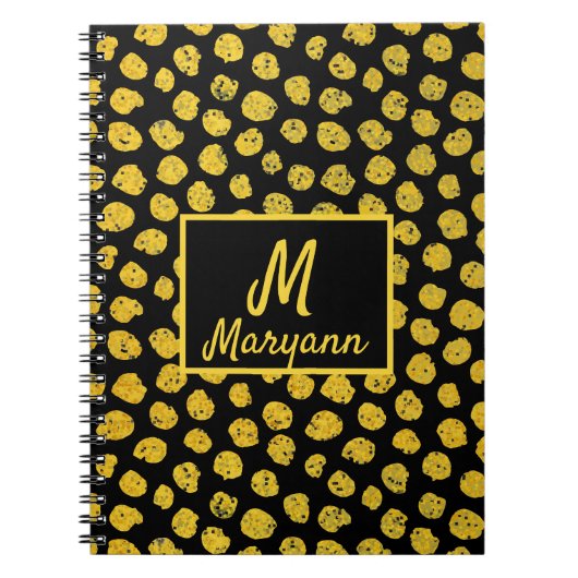 Black Gold Dots Glamour Name & Monogram Notizblock (Vorderseite)