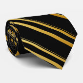 Black & Gold Double Stripe | Modern Minimalist Krawatte (Gerollt)