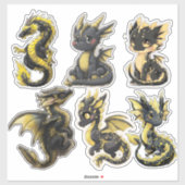 Black & Gold Dragons Custom-Cut Vinyl Sticker (Blatt)