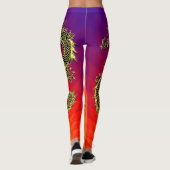 Black Gold Dragons Flames Gradient Leggings (Rückseite)