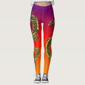 Black Gold Dragons Flames Gradient Leggings (Vorderseite)