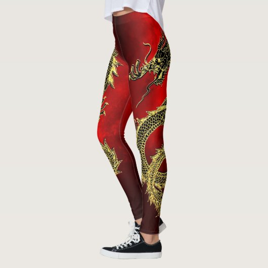 Black Gold Dragons Red Gradient Leggings (Links)