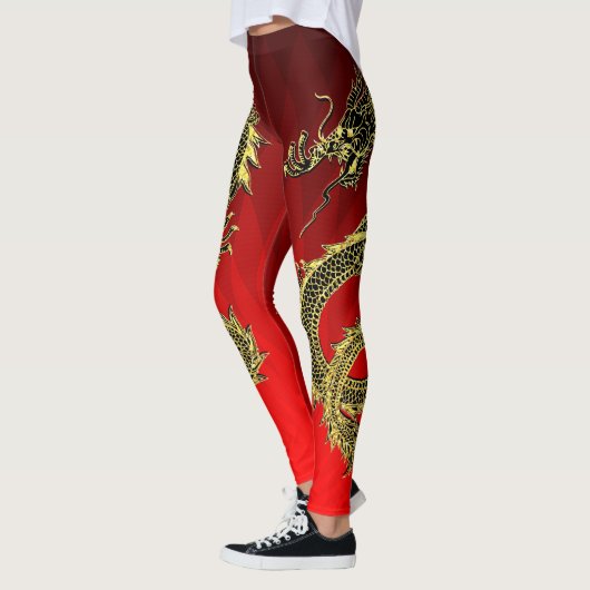 Black Gold Dragons Red Gradient Leggings (Links)