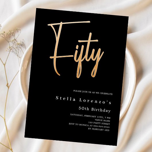 Black Gold Drehbuch elegant 50. Geburtstag Einladung