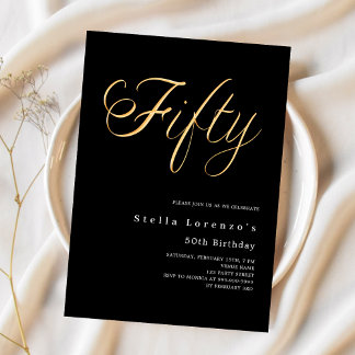 Black Gold Drehbuch elegant 50. Geburtstag Einladung