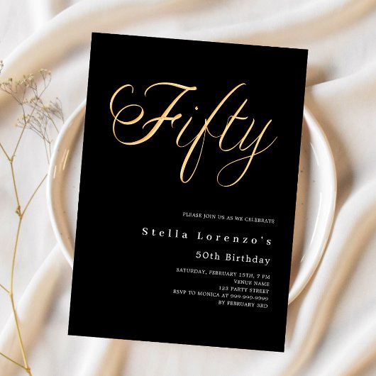 Black Gold Drehbuch elegant 50. Geburtstag Einladung