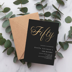 Black Gold Drehbuch eleganter 50. Geburtstag Luxus Einladung