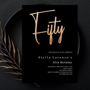 Black Gold Drehbuch eleganter 50. Geburtstag Luxus Einladung